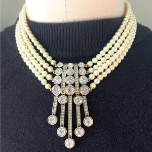 Heidi Daus “An Affair To Remember” Swarovski Crystals 4 strand necklace EUC